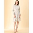 thumbnail image 3 of Vestido A Media Pierna De Leopardo Con Dobladillo Con Volantes Y Manga Larga En La Parte Delantera Con Cuello Redondo Y Cuello Redondo Para Mujer Flores rosa beige M, 3 of 6
