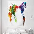 thumbnail image 1 of Colorful Tapestry, Rainbow Colored Wold Map Grunge Style Abstract Global Universal Peace Inspired Art, Wall Hanging for Bedroom Living Room Dorm Decor, 60W X 80L Inches, Multicolor, by Ambesonne, 1 of 2