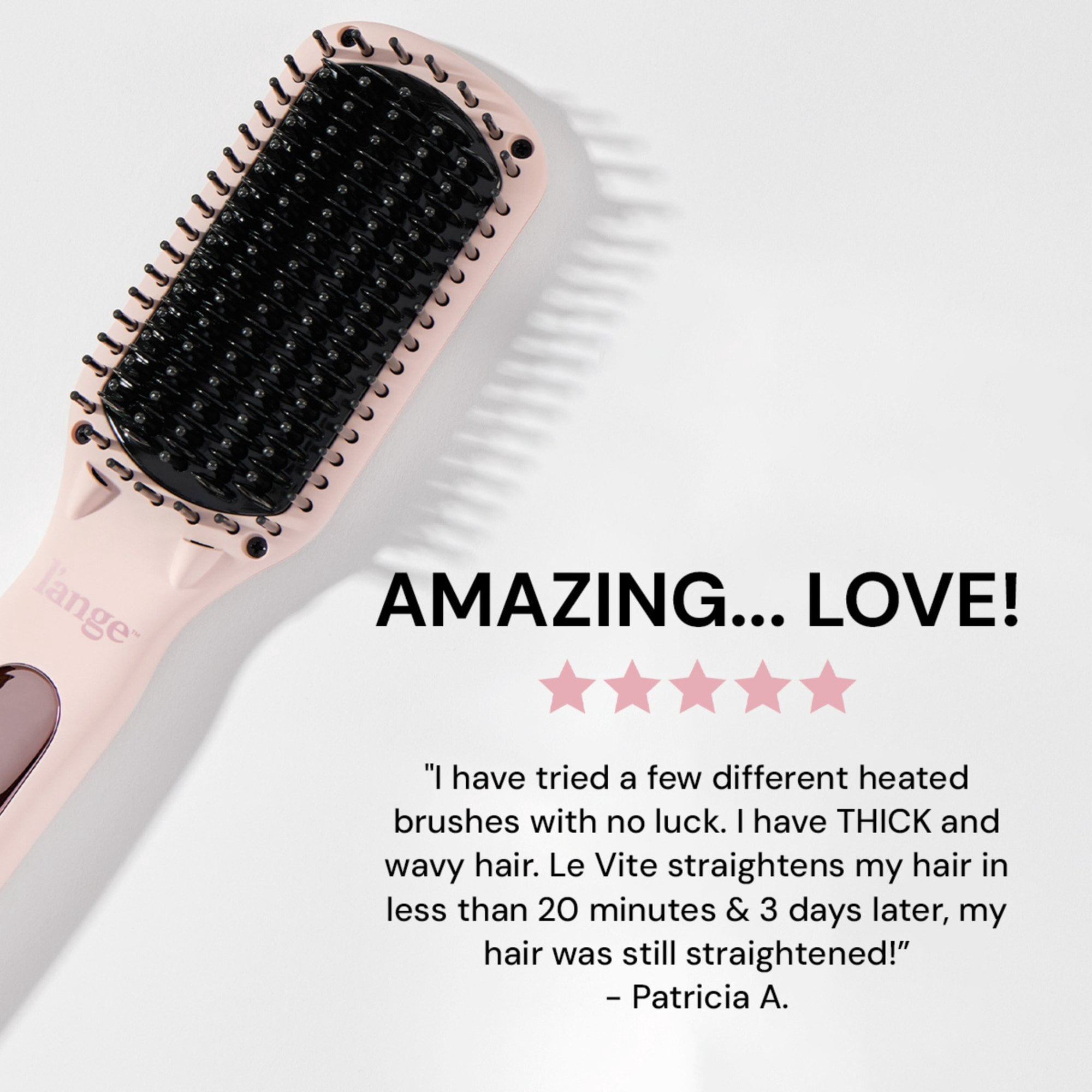 L'ange Hair Le Vite Ceramic Straightening Brush with Digital LCD Display for Sleek Frizz-Free Hair (Blush)