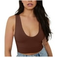 thumbnail image 1 of HUJlwoi Camisole pour Femmes Tricotée Côtelée Tendance Col Rond Crop Top Ajustée Sortie Sans Manches Fête Décontractée, 1 of 4