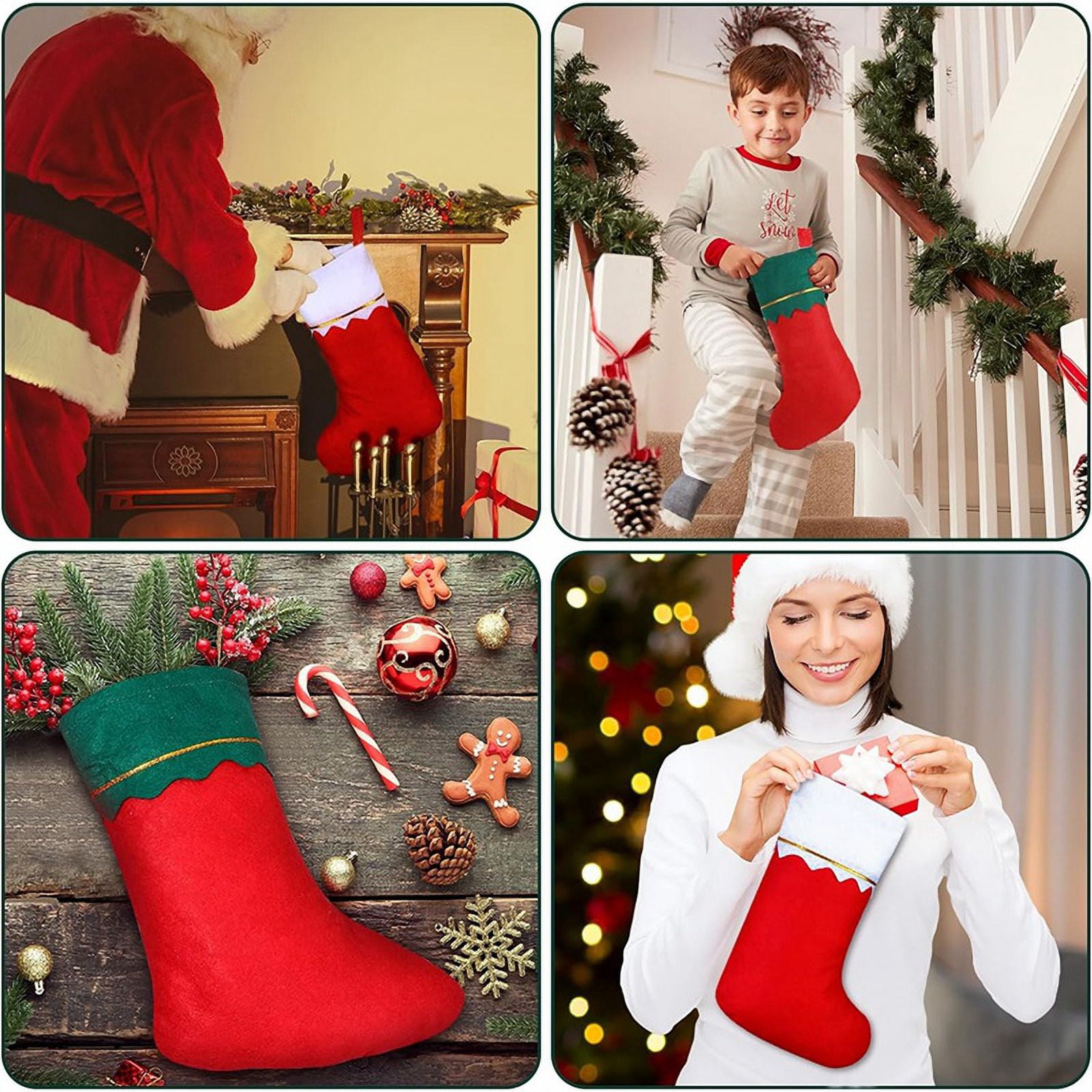 36 Pcs Christmas Stockings Favors Stockings Xmas Decoration Stockings Rustic Christmas Santa Stocking for Holidays