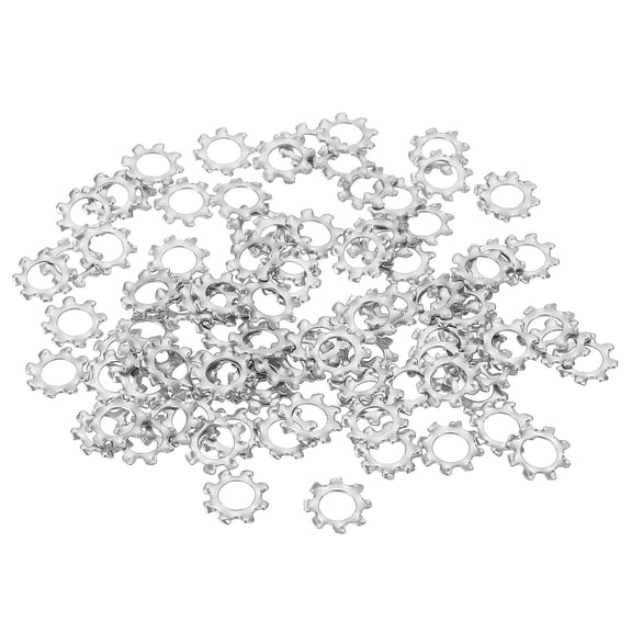 100 Pack 304 Stainless Steel External Tooth Lock Washers, M5 Star Locking Washers for Screw Bolt Mechanical Equipment Fasteners, Silver