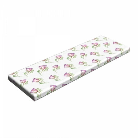 

Romantic Bench Pad Continuous Delicate Pattern with Watercolor Style Pink and Purple Tones Roses HR Foam Cushion with Decorative Fabric Cover 45 x 15 x 2 Multicolor by Ambesonne