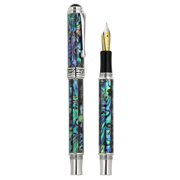 Xezo Xezo Maestro® Paua Abalone Sea Shell Fountain Pen (Medium Nib) - Platinum Plated
