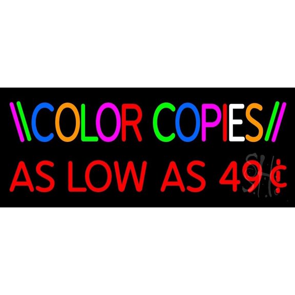 Color Copies As Low As 49 1 LED Neon Sign 10 x 24 - inches, Clear Edge Cut Acrylic Backing, with Dimmer - Bright and Premium built indoor LED Neon Sign for Computer & Electronics store decor.