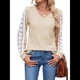 thumbnail image 2 of Camisas de Larga para Mujer, Blusas Informales de Negocios con Cuello en V, Camisetas de Moda para Otoño 2025. Ropa. Albaricoque L, 2 of 10