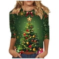 thumbnail image 2 of UPPADA Christmas T Shirts for Women 3/4 Sleeve Christmas Shirts Crewneck Christmas Tree Printed Tshirts Trendy Casual Loose Fit Blouses blusas casuales de mujer bonitas de invierno Red,XL, 2 of 5