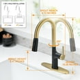 thumbnail image 3 of Black and Gold Kitchen Faucet with Pull Down Sprayer, Single Handle High Arc Kitchen Sink Faucet, 3-Function High Pressure Brass Kitchen Faucets 1 or 3 Hole, Brushed Gold/Matte Black, 3 of 14