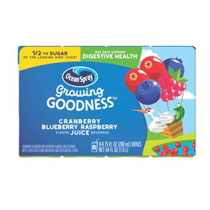 Ocean Spray Growing Goodness Cranberry Blueberry Raspberry, 32 Pack