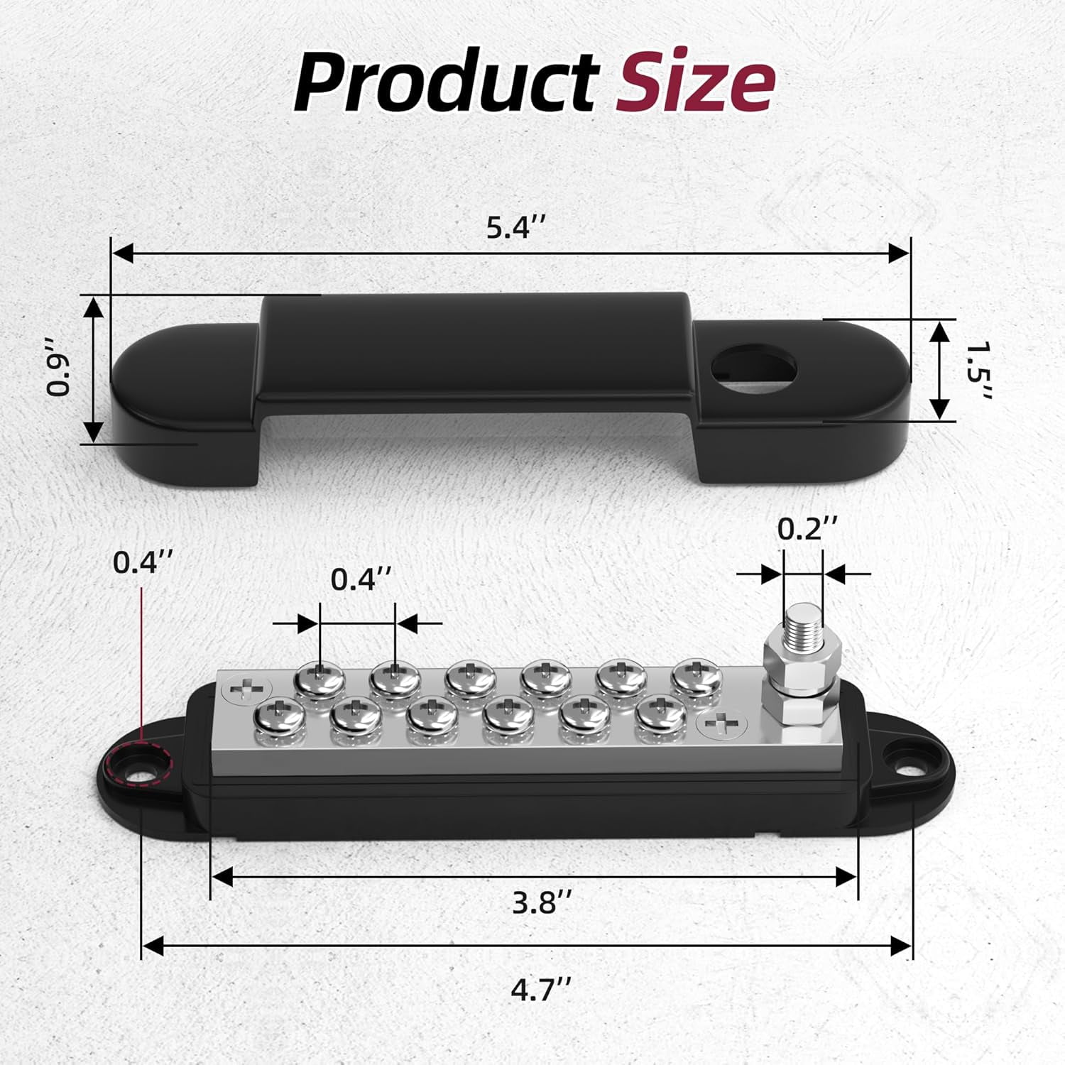 Marine main line 12150 power distribution block 1/4 inch stud and 12#8 terminal screws 12V DC ground battery main line suitable for boats, cars, solar