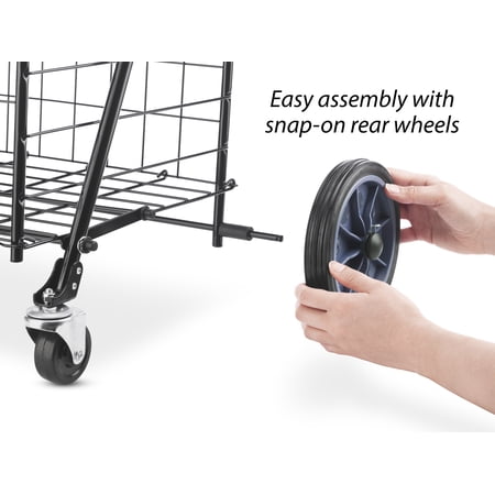 Mainstays Metal 1 Compartment Rolling Metal Shopping / Utility Cart - Black