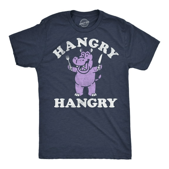 Mens Funny T Shirts Hangry Hangry Hippo Sarcastic Graphic Novelty Tee for Men Graphic Tees