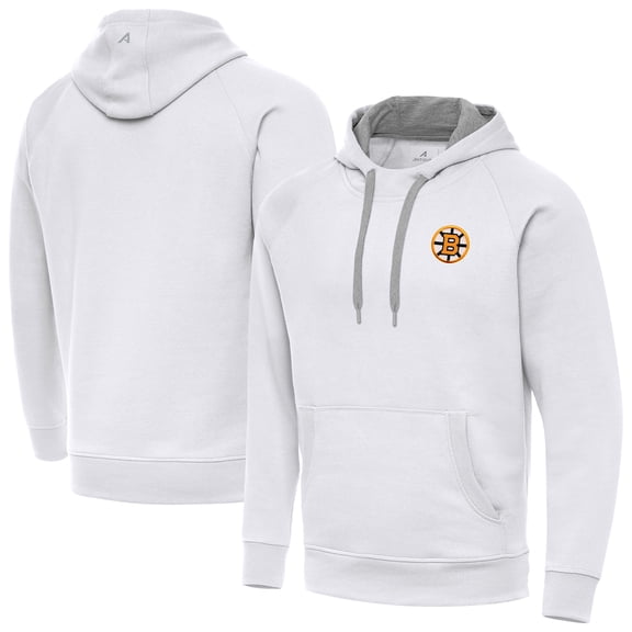 Men's Antigua White Boston Bruins Victory Pullover Hoodie
