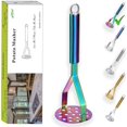 thumbnail image 1 of FZHANC-Potato Masher, Heavy Duty Stainless Steel Rainbow Potato Ricer with Colorful Titanium Plating, Masher, Kitchen Masher, Vegetable Fruit Masher (Rainbow), 1 of 4