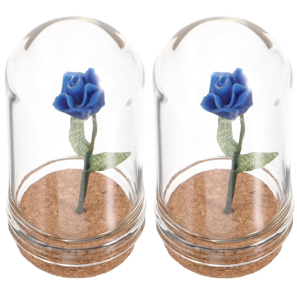 MasteelfCA 2pcs Miniature Flower In Dome Miniature Scene Model Mini Flower in Dome for Tiny House Centerpieces