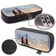 thumbnail image 4 of Lsque Elephant Giraffe Printed Big Capacity PU Leather Pencil Case Large Pencil Pouch Stationery Pen Bag Pencil Holder for Teen, 4 of 6