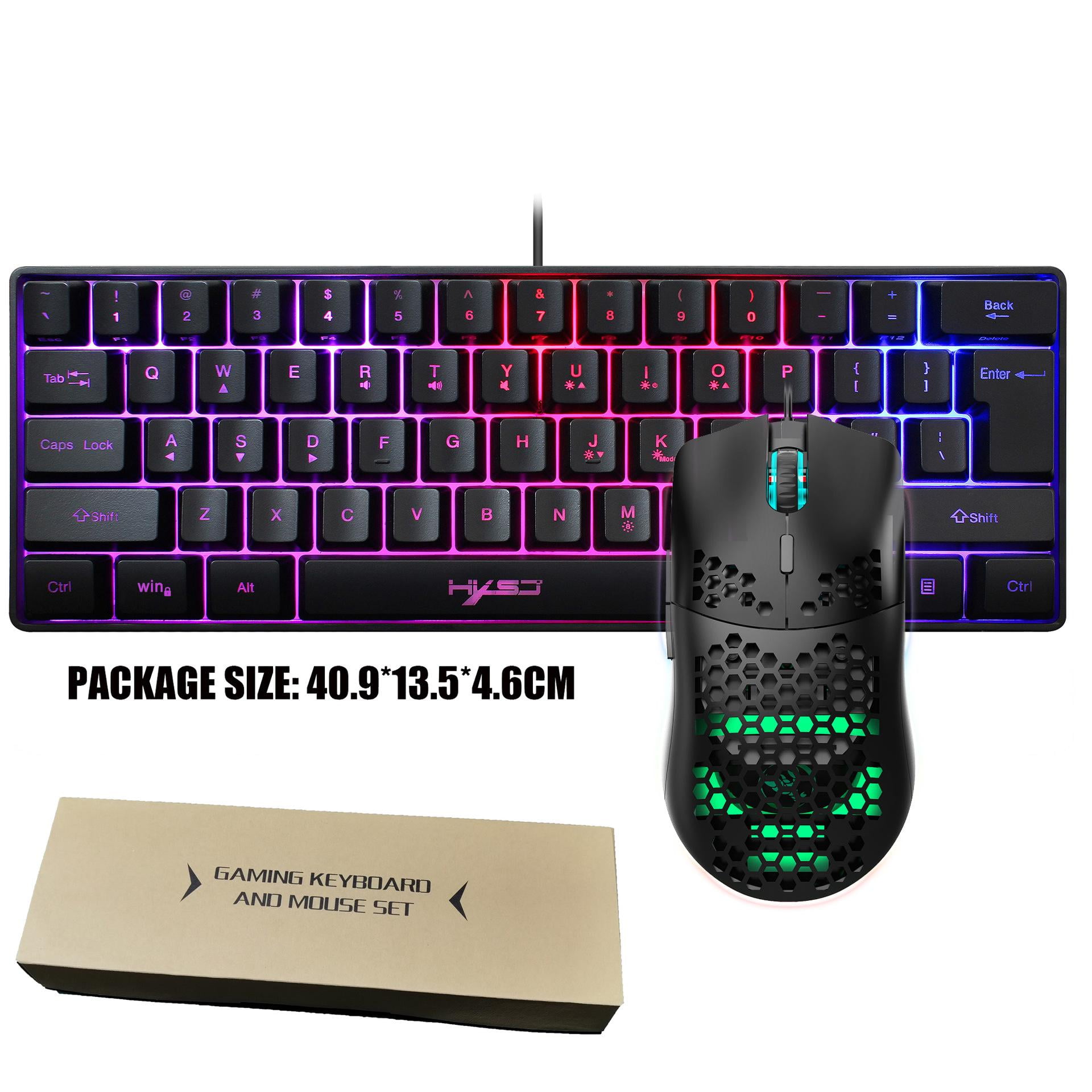 61-key gaming membrane keyboard Mini RGB lighting keyboard Various ...