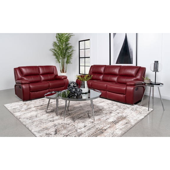 Coaster Camila 2-Piece Upholstered Reclining Sofa Set, Red