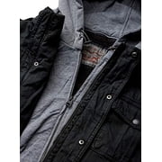 Levi's Men's Washed Cotton Military Jacket with Removable Hood (Standard and Big & Tall), Black, Medium