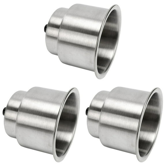 3X Stainless Steel Cup Drink Holder Brushed with Drain Marine Boat Rv