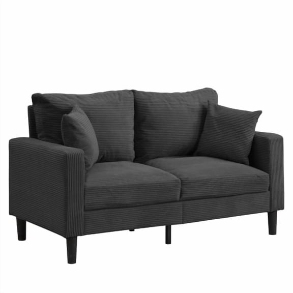 Cterwk 57" Upholstered Loveseat Sofa with Wood Frame, 2 Seater Sofa Couch for Living Room, Bedroom, Apartment, Dark Gray