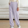 thumbnail image 2 of Ashirexll Girls Baggy Sweatpants Summer Pants Fashion Solid Color Casual Comfortable Sports Pants with Ankle Cuffs Worn as Outerwear, 2 of 3