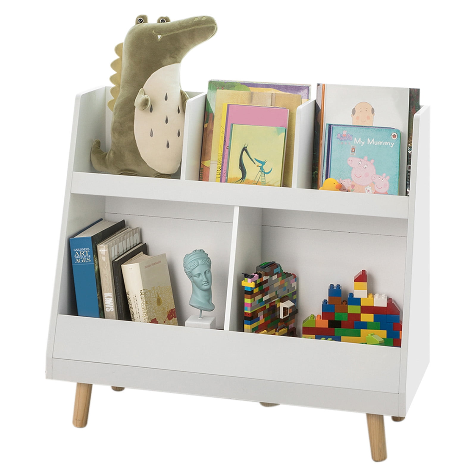 Haotian White Children Kids Bookcase Book Shelf Storage Display Rack