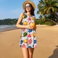 thumbnail image 3 of Honeii Watercolor Teapots Print Women's Sleeveless Dress, Loose Fit Casual Dress for Women, Summer Fashion Dress, 3 of 7