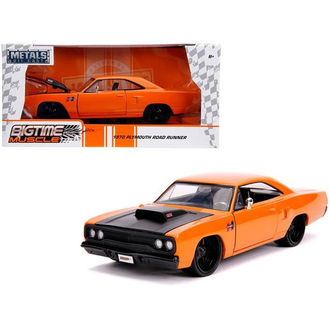 Hot Wheels 1970 Roadrunner Muscle Car Orange Black Interior Top Flames