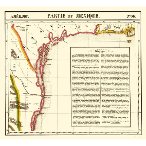 Historic Map - Mexico United States Gulf Coast - Vandermaelen 1827 - 23 x 25.28 - Vintage Wall Art