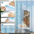 thumbnail image 4 of Funny Shower Curtain Cute Bathing Cat Shower Curtain Waterproof Polyester Fabric Washable Bathroom Decor Accessories for Home Apartment, 4 of 10