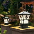 thumbnail image 3 of Dwellnix LED Solar Post Light Outdoor, Dusk to Dawn Outdoor Solar Lamps, Solar Pillar Light, Vintage Style LED Exterior Lighting Fixture for Decorative House Entrance Garden Backyard, Black, 3 of 7