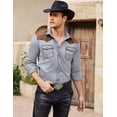 thumbnail image 4 of COOFANDY Men's Western Cowboy Shirt Embroidered Long Sleeve Slim Fit Casual Cotton Button Down Hippie Shirts with Pockets, 4 of 6
