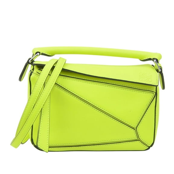 Pre-Owned LOEWE Puzzle Mini Shoulder Bag Leather Neon Yellow Women's 90148a