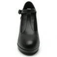 thumbnail image 3 of DADAWEN Womens Pumps Round Toe T-Strap Mid Heels Bridal Wedding Party Dress Shoes Black 5 US, 3 of 5