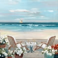 thumbnail image 2 of Swatland, Sally 26x26 Black Ornate Wood Framed with Double Matting Museum Art Print Titled - Beach Bistro, 2 of 4