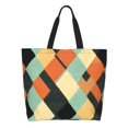thumbnail image 3 of Large Capacity Single Shoulder Shopping Bag 19.7×15.7×5.9in Main Pocket Large To Accommodate Your Daily Needs Can Be Portable Can Be A Single Shoulder Back Argyle Plaid Lightcoral_3, 3 of 8