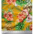 thumbnail image 1 of Soimoi Cotton Duck Fabric Floral,Monstera Leaves & Pine Fruits Fabric Prints By Yard 56 Inch Wide, 1 of 1