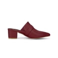 thumbnail image 3 of BLISSFUL STEP Women's Shoes Buckle Strap Pointed Toe Chunky Heel PU Vamp Mule Shoes Burgundy 7, 3 of 7