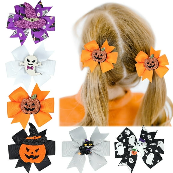 Yoyauz 6PCS Hairpins For Children, Boys, Girls, Halloween, Orange Hair Ornaments, Headgear, Glitter, Bows, Hairpins, Hairpins, Hairpin
