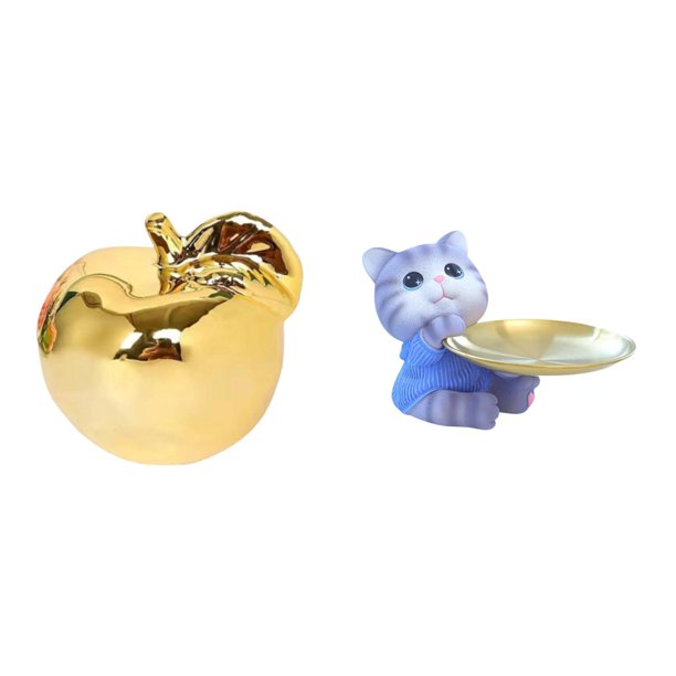 Escultura De Gato De Frutas, Figura De Resina De Cerámica, Decoración De Colección, Artesanía, Adorno Delicado, Bandeja De Estatua De Escritorio Para Porches, Restaurantes, Oficinas, Mesa