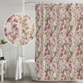 thumbnail image 5 of Pink Beige Flowers Shower Curtain, Waterproof Shower Curtains for Bathroom, Spring Floral Elegant Pastoral Rustic Washable Fabric Bathtub Curtain Set Bath Decor with 12 Hooks 72"x78", 5 of 8