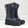 thumbnail image 5 of Pennysue Women's Mid-Calf Snow Boots Grey Grid Warm Faux Fur Lined Winter Boots Insulated 9M, 5 of 7