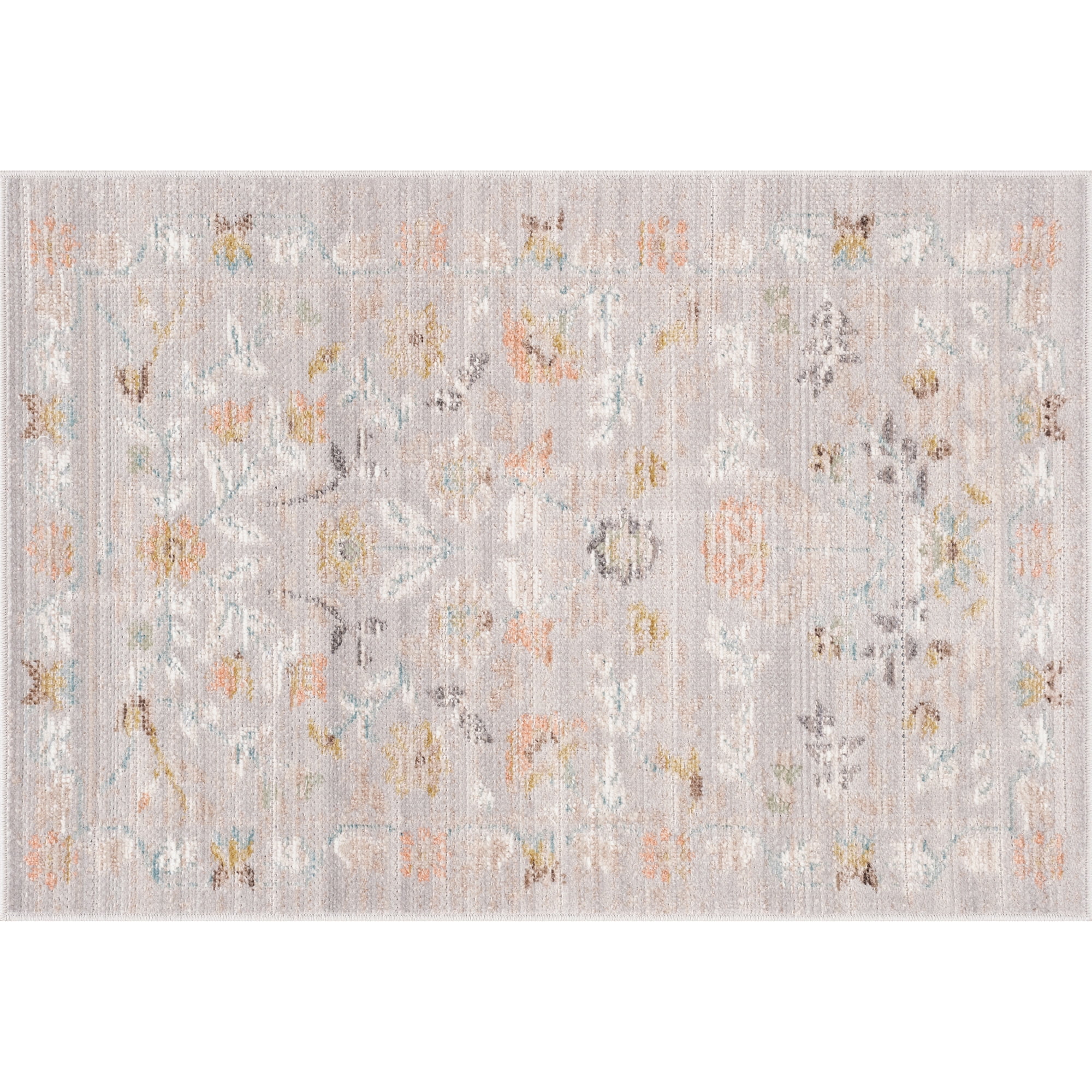 Crestwood Traditional Oriental 2x3 Gray and Aqua Polyester Indoor Area Rug, 2' x 3'