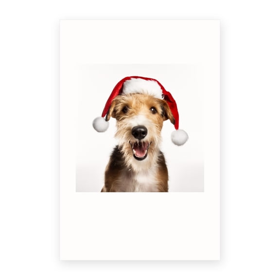 DistinctInk Christmas Greeting Card - Wire Fox Terrier - 4x6 Blank Inside with Envelopes - Pack of 5