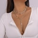 thumbnail image 1 of Collar de cadena con garras de estilo europeo y americano con borlas de diamantes de imitación, cadena de cuello de lujo ligera, collar elegante personalizado para cenas y fiestas, 1 of 6