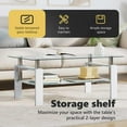 thumbnail image 4 of vidaXL Coffee Table White and Transparent Tempered Glass, Melamine, 4 of 7