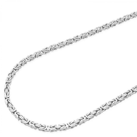 - 925 Italy Sterling Silver Byzantine Chain Necklace High Polished 3mm-5mm 18