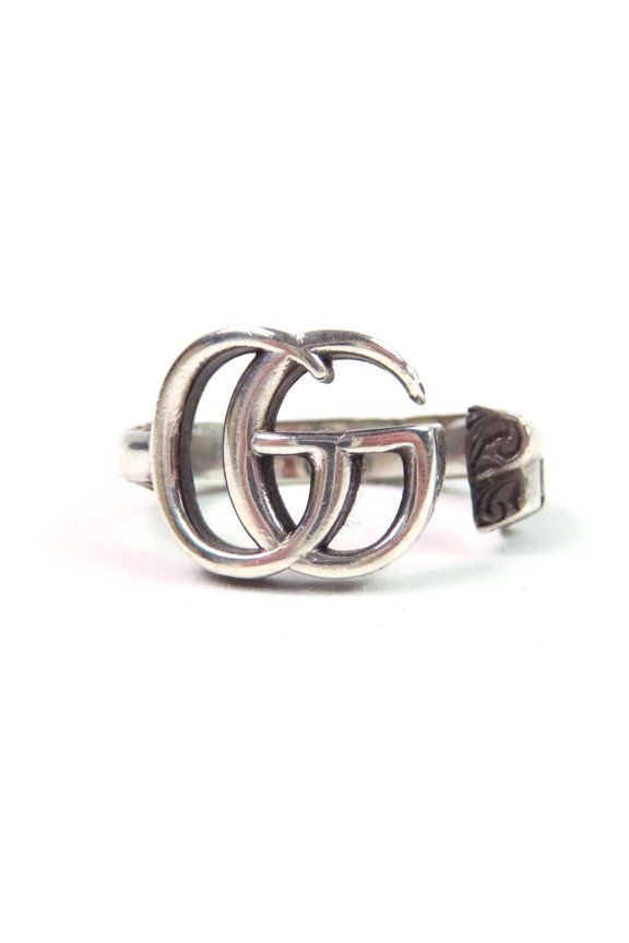 Pre-Owned GUCCI 627760 Double G Key Motif Arabesque Ring, AG925 Silver, Size 10, Made... (Good)
