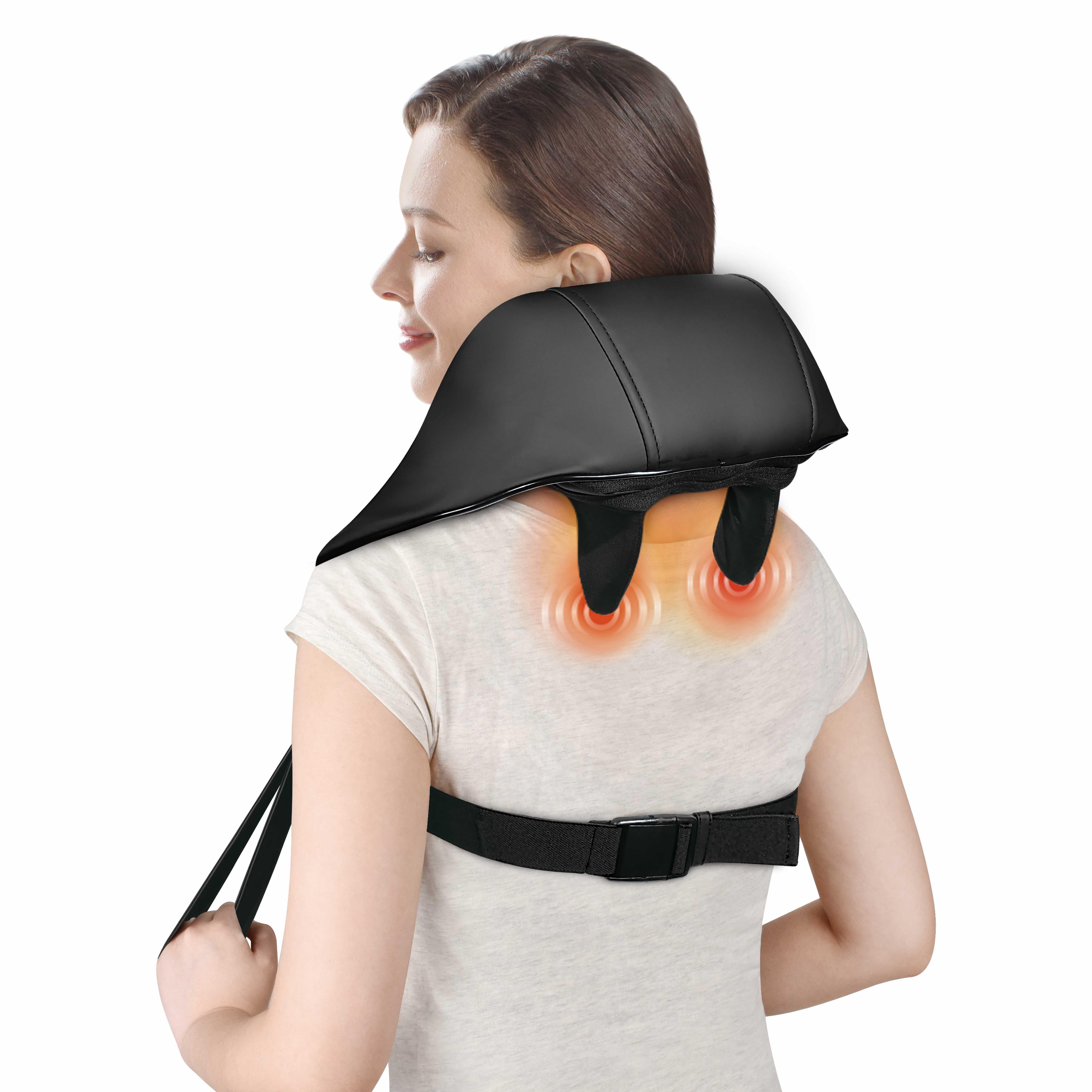 Health Touch Deep Kneading Neck and Shoulder Shiatsu Massager with Soothing Heat, Black